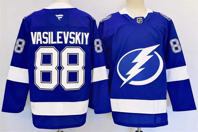 Mens Tampa Bay Lightning #88 Andrei Vasilevskiy 2024-25 Blue Stitched Jersey